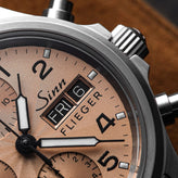 Sinn 356 Sa Pilot II Automatic Chronograph Watch - Salmon Dial - Solid Bracelet