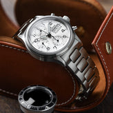 Sinn 356 Sa Pilot III Automatic Chronograph Watch - Silver Dial - Solid Bracelet