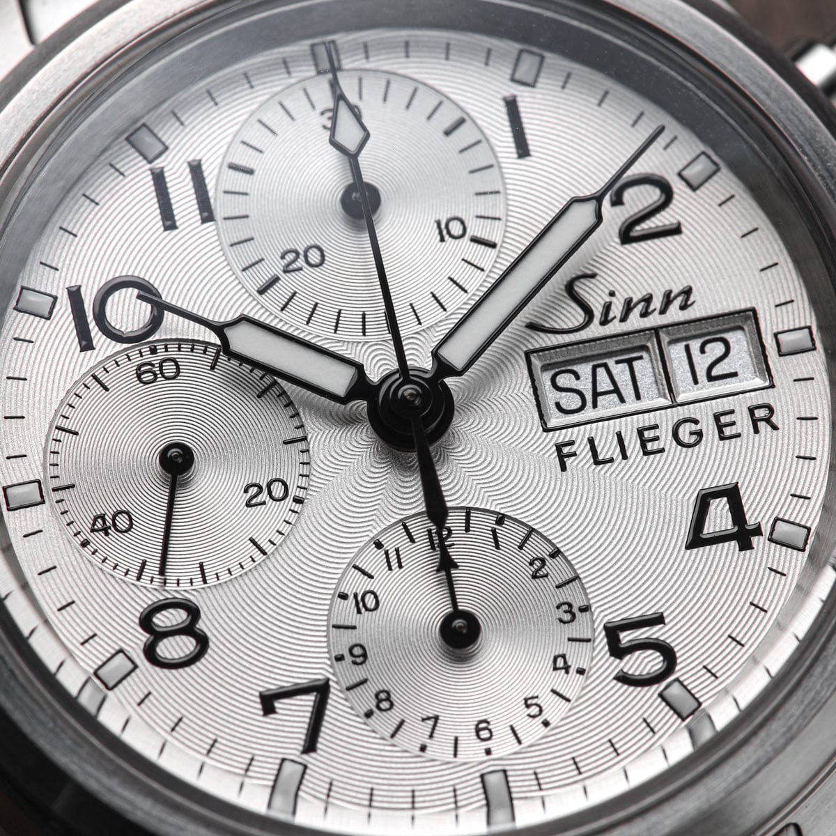 Sinn 356 Sa Pilot III Automatic Chronograph Watch - Silver Dial - Solid Bracelet