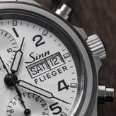 Sinn 356 Sa Pilot III Automatic Chronograph Watch - Silver Dial - Solid Bracelet