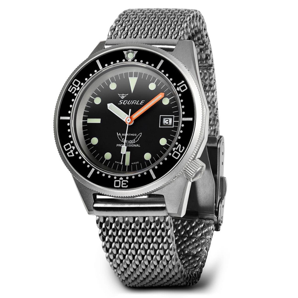 Squale 1521 Swiss Made Diver's Watch - Black With Blasted Case