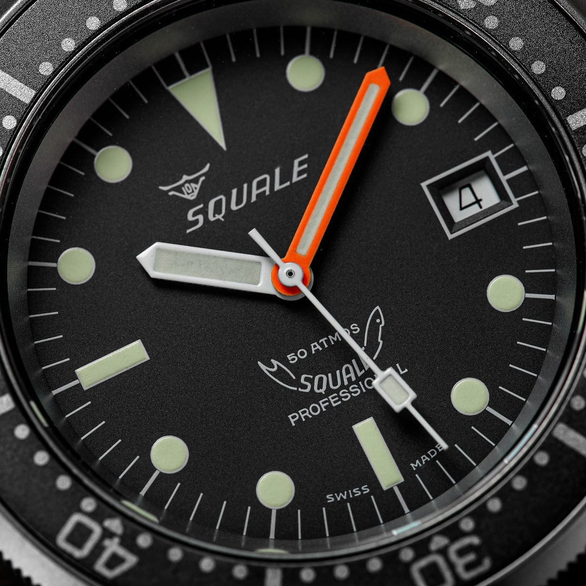 Squale 1521 Swiss Made Diver's Watch - Black With Blasted Case