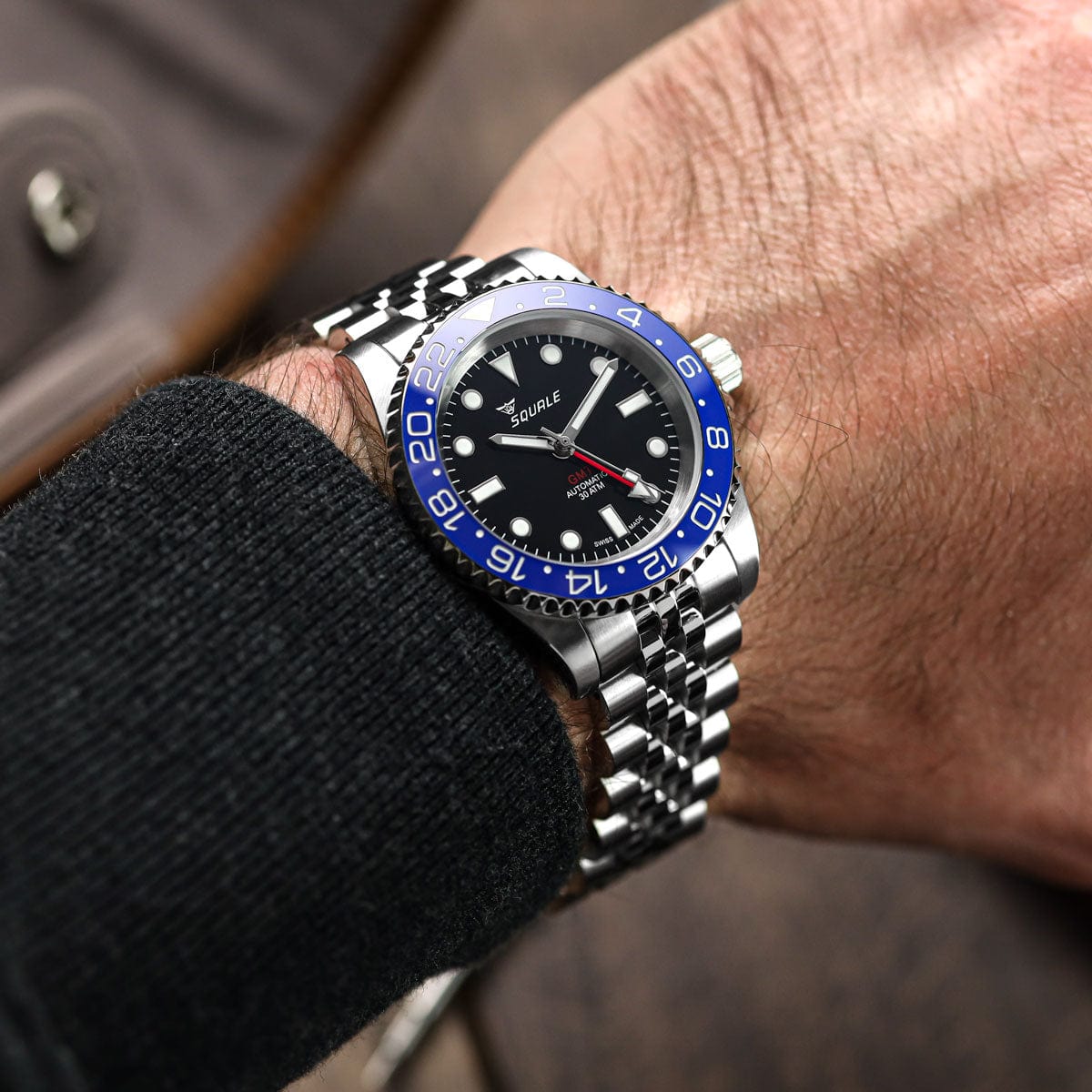 Squale 30 ATMOS 1545 GMT Mechanical Watch - Black / Blue - LIKE NEW