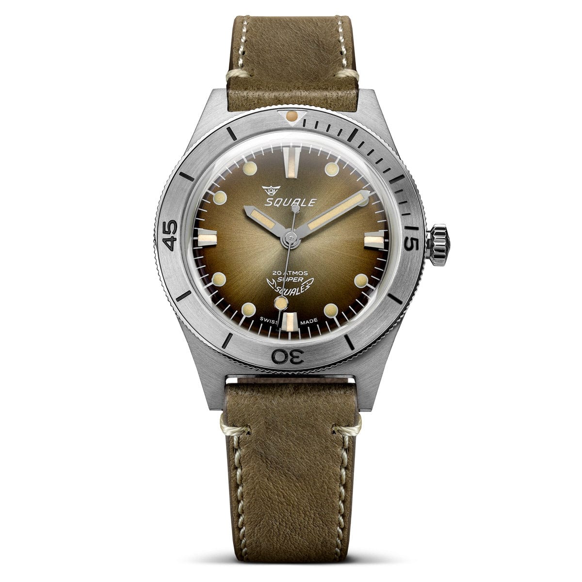 Super Squale Diver's Watch - Sunray Brown Dial - Brown Leather Strap