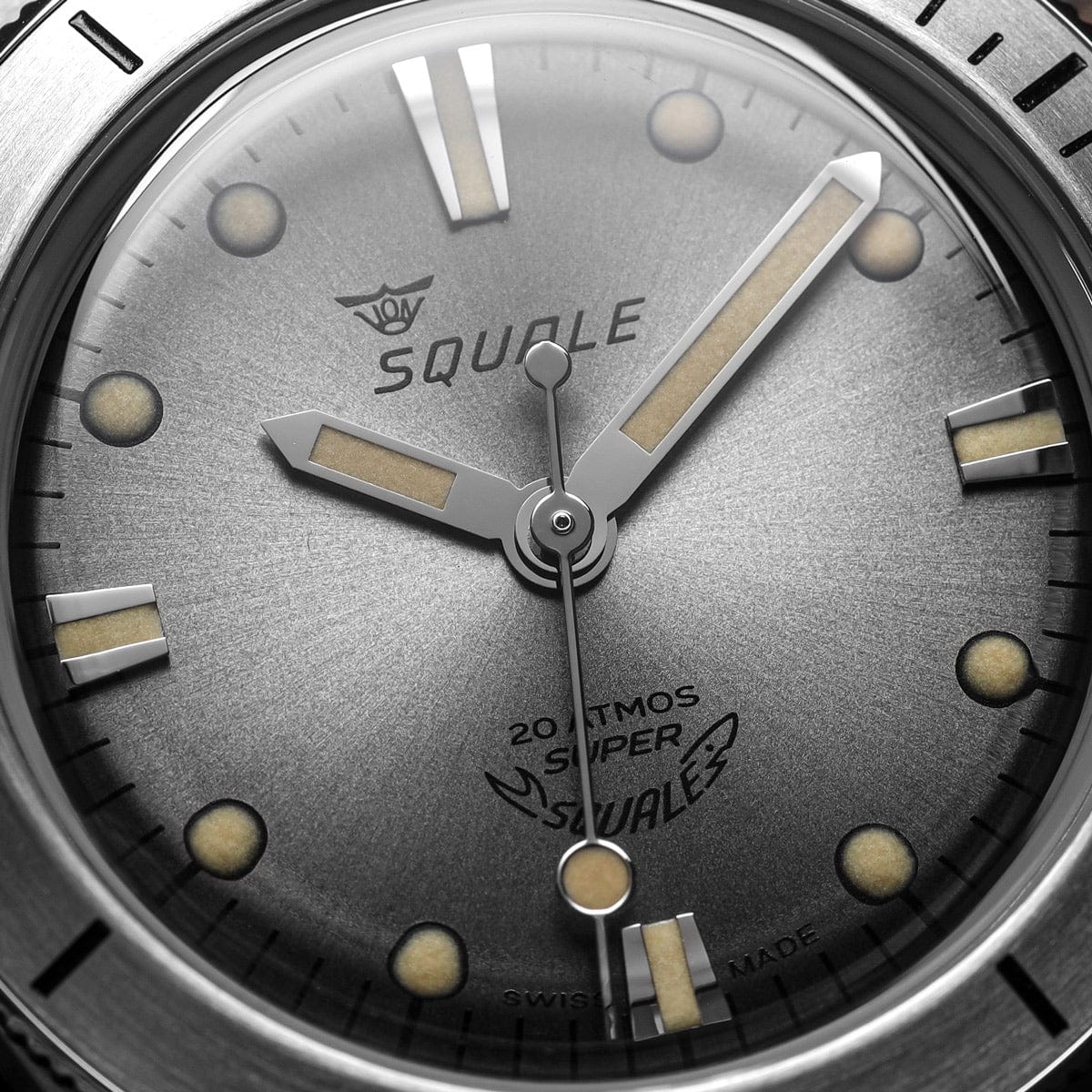 Super Squale Diver's Watch - Sunray Grey Dial - Grey Leather Strap