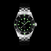Yema Pearldiver Automatic Divers Watch - Black Dial - 38mm Lume Shot