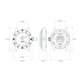 Yema Pearldiver Automatic Divers Watch - Black Dial - 38mm Technical Drawing