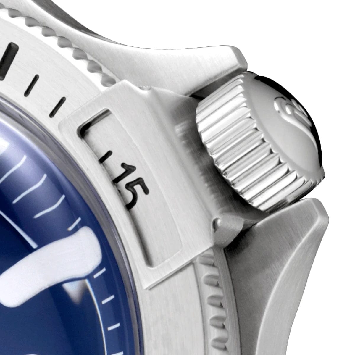YEMA Superman Maxi Dial Watch - Steel Bezel - Blue Dial - 41mm Crown and Bezel Lock